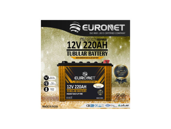 Euronet 12V 220Ah Tubular Battery with 3yrs warranty